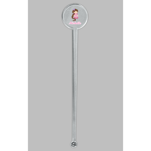 Princess Print Clear Plastic 7" Stir Stick - Round - Single Stick