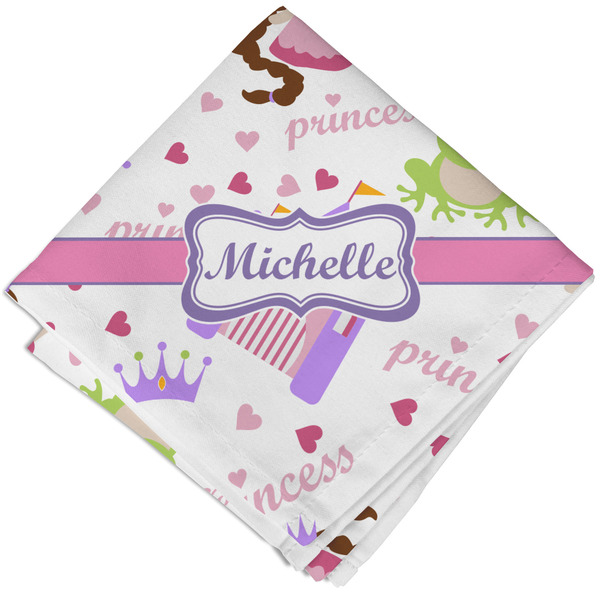 Custom Princess Print Cloth Cocktail Napkin - Single w/ Name or Text