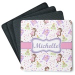 Princess Print Square Rubber Backed Coasters - Set of 4 (Personalized)
