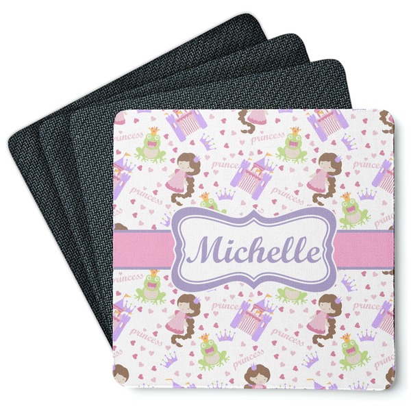Custom Princess Print Square Rubber Backed Coasters - Set of 4 (Personalized)