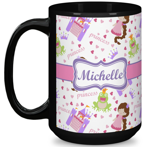 Custom Princess Print 15 Oz Coffee Mug - Black (Personalized)