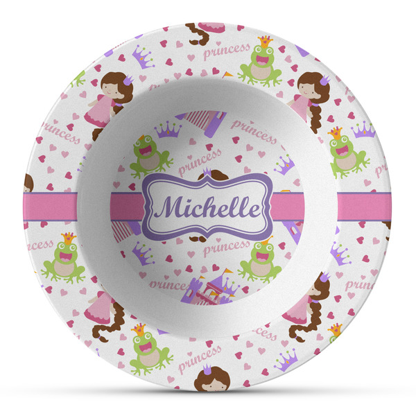 Custom Princess Print Plastic Bowl - Microwave Safe - Composite Polymer (Personalized)