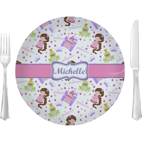Custom Princess Print Glass Lunch / Dinner Plate 10" (Personalized)