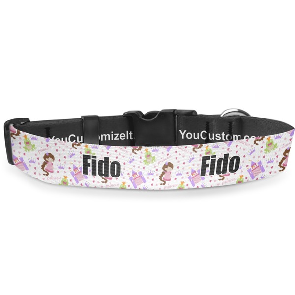 Custom Princess Print Deluxe Dog Collar - Double Extra Large (20.5" to 35") (Personalized)