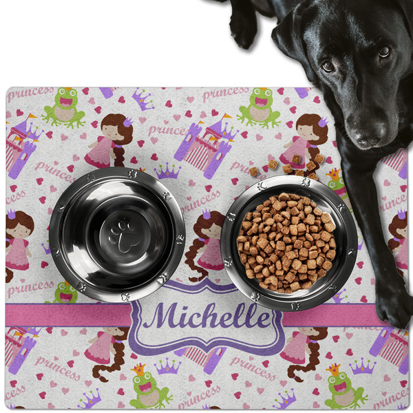Custom Princess Print Dog Food Mat - Large w/ Name or Text