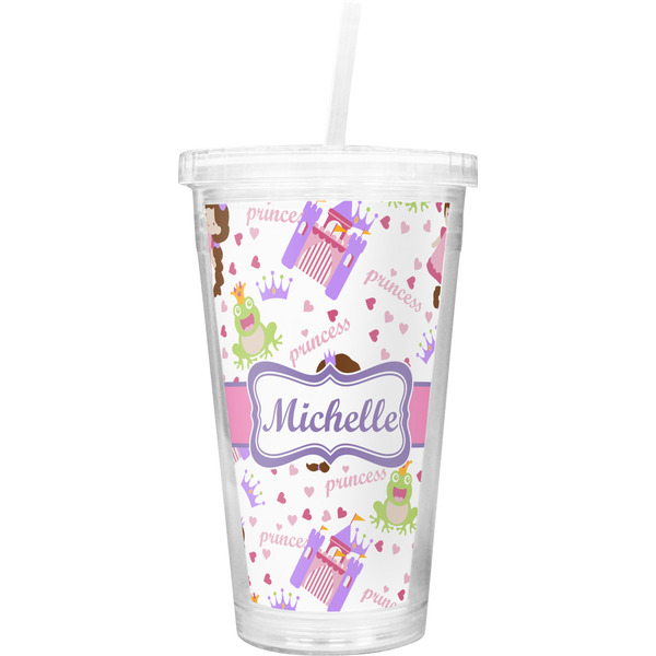Custom Princess Print Double Wall Tumbler with Straw (Personalized)