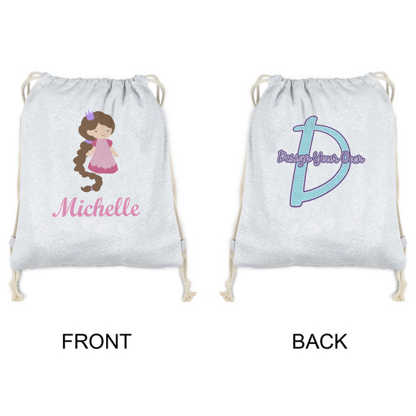 Princess Print Drawstring Backpacks - Sweatshirt Fleece - Double Sided - APPROVAL