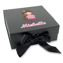 Princess Print Gift Box with Magnetic Lid - Black (Personalized)