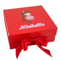 Princess Print Gift Box with Magnetic Lid - Red (Personalized)