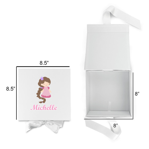 Princess Print Gift Boxes with Magnetic Lid - White - Open & Closed