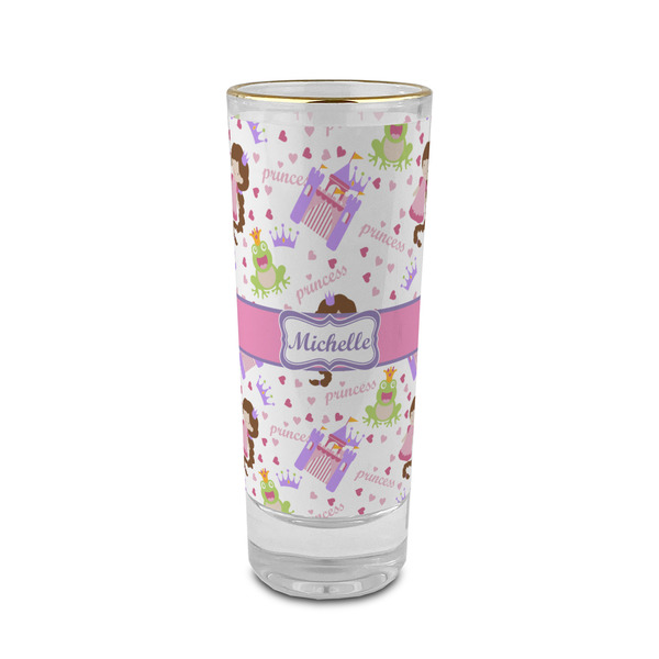 Custom Princess Print 2 oz Shot Glass - Glass with Gold Rim (Personalized)