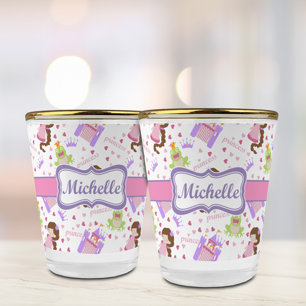 Princess Print Glass Shot Glass - with gold rim - LIFESTYLE
