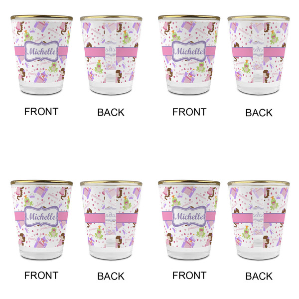 Princess Print Glass Shot Glass - with gold rim - Set of 4 - APPROVAL