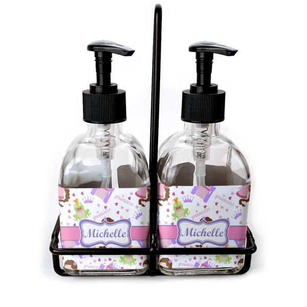 Custom Princess Print Glass Soap & Lotion Bottle Set (Personalized)