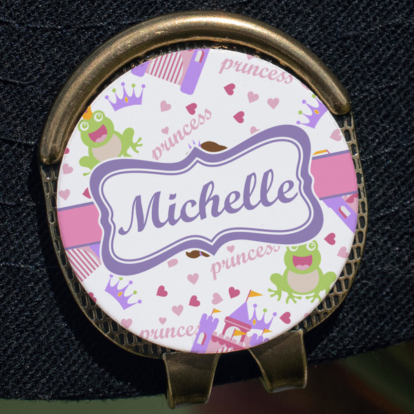 Princess Print Golf Ball Marker Hat Clip - Gold - Close Up
