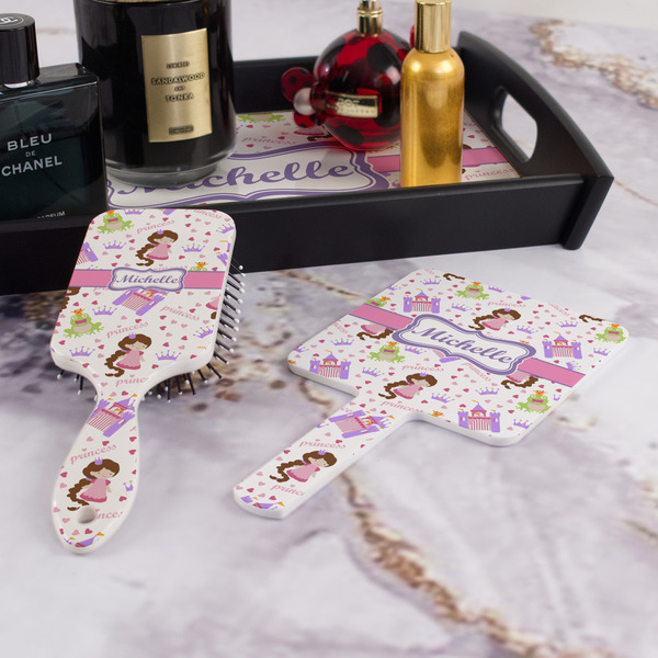 Princess Print Hair Brush and Hand Mirror - Bathroom Scene