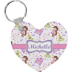 Princess Print Heart Plastic Keychain w/ Name or Text