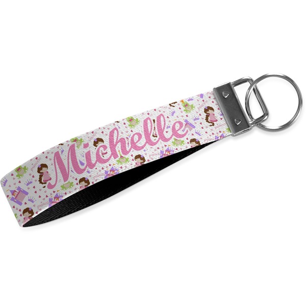 Custom Princess Print Wristlet Webbing Keychain Fob (Personalized)