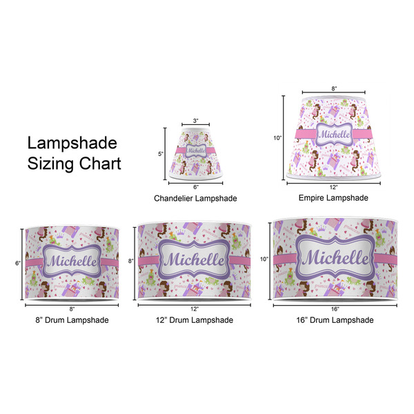 Princess Print Lampshade Sizing Chart