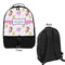 Princess Print Large Backpack - Black - Front & Back View