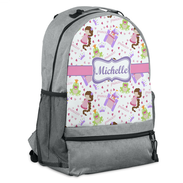 Custom Princess Print Backpack - Grey (Personalized)