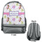 Princess Print Large Backpack - Gray - Front & Back View