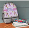 Princess Print Large Backpack - Gray - On Desk