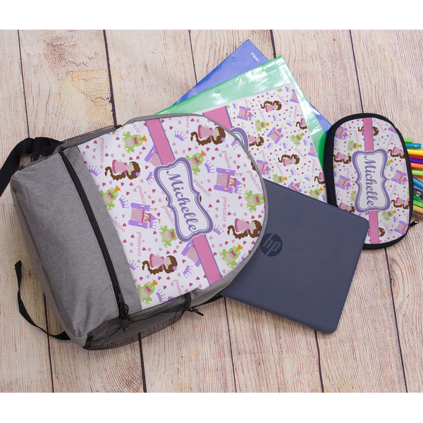 Princess Print Large Backpack - Gray - With Stuff
