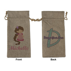 Princess Print Large Burlap Gift Bag - Front & Back (Personalized)