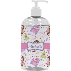 Princess Print Plastic Soap / Lotion Dispenser (16 oz - Large - White) (Personalized)