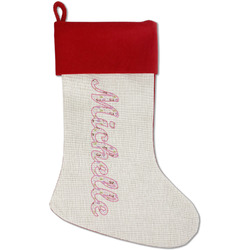 Princess Print Red Linen Stocking (Personalized)