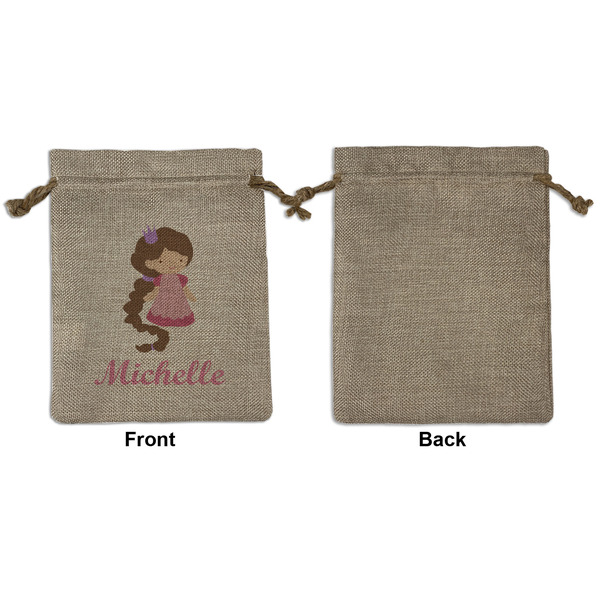 Princess Print Medium Burlap Gift Bag - Front Approval