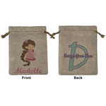 Princess Print Medium Burlap Gift Bag - Front & Back (Personalized)