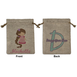 Princess Print Medium Burlap Gift Bag - Front & Back (Personalized)
