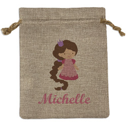 Princess Print Medium Burlap Gift Bag - Front (Personalized)