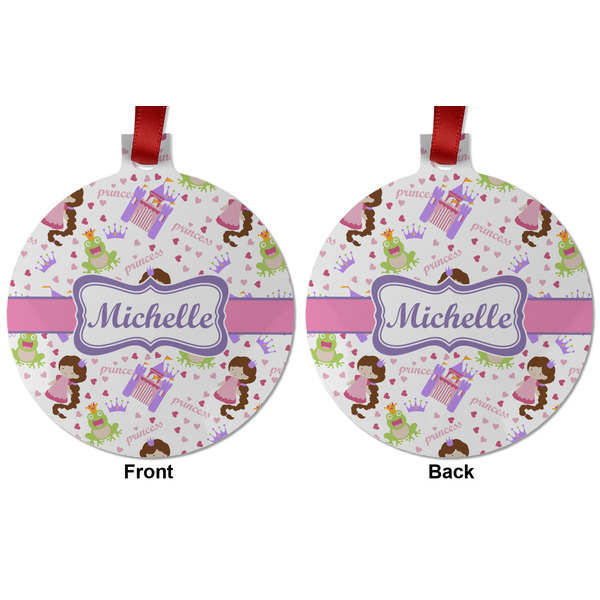 Princess Print Metal Ball Ornament - Front and Back