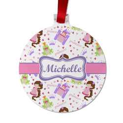 Princess Print Metal Ball Ornament - Double Sided w/ Name or Text