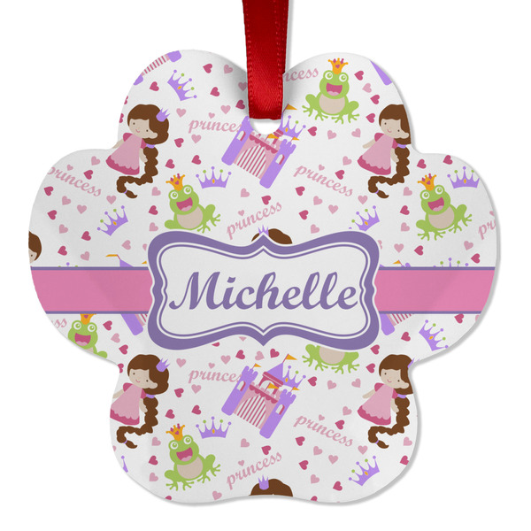 Custom Princess Print Metal Paw Ornament - Double Sided w/ Name or Text