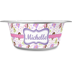 Princess Print Stainless Steel Dog Bowl - Large (Personalized)