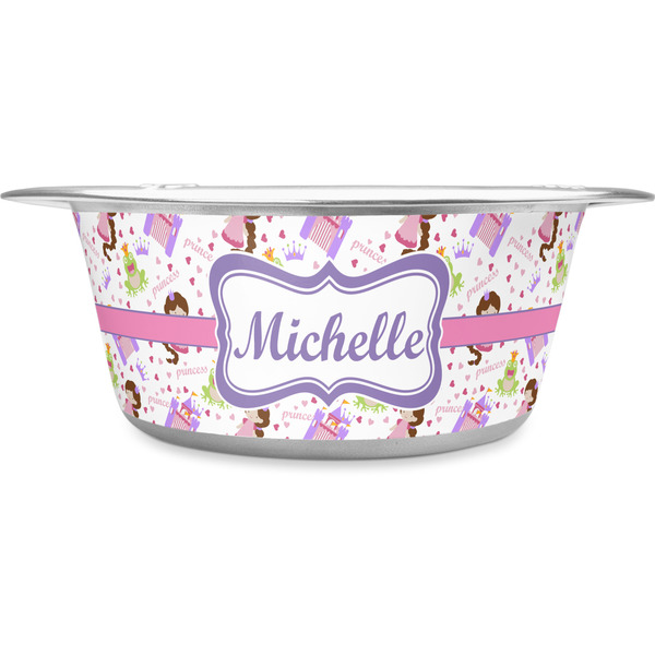 Custom Princess Print Stainless Steel Dog Bowl - Large (Personalized)