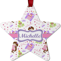Princess Print Metal Star Ornament - Double Sided w/ Name or Text