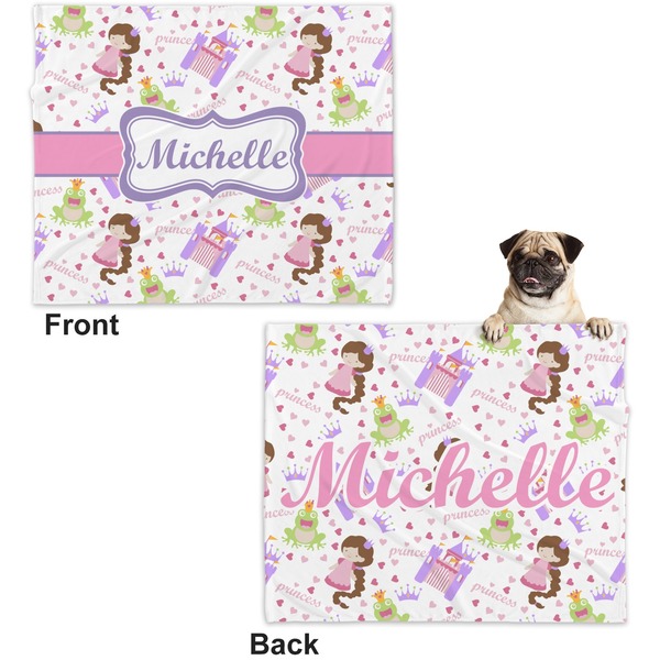 Princess Print Microfleece Dog Blanket - Large- Front & Back
