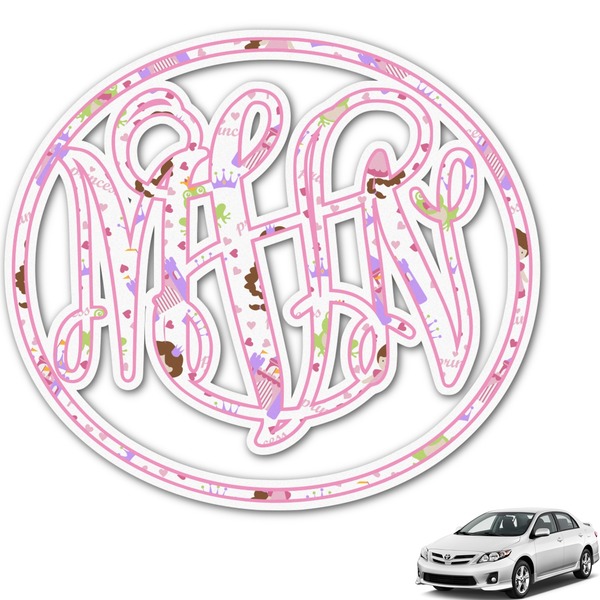 Custom Princess Print Monogram Car Decal (Personalized)