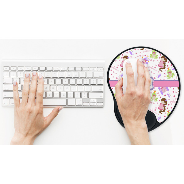 Princess Print Mouse Pad with Wrist Rest - LIFESYTLE 2 (in use)
