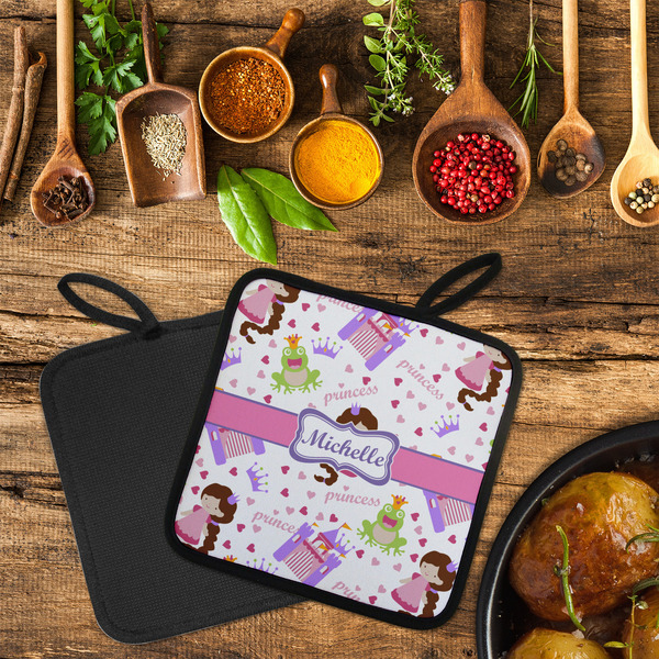 Princess Print Neoprene Pot Holder - Set of 2  LIFESTYLE (Flatlay)