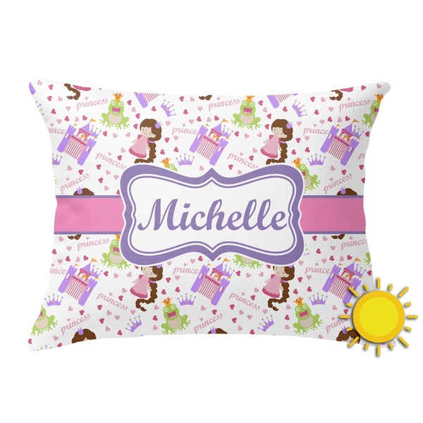 Custom Princess Print Outdoor Throw Pillow (Rectangular) (Personalized)