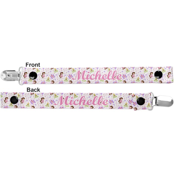 Princess Print Pacifier Clip - Front and Back