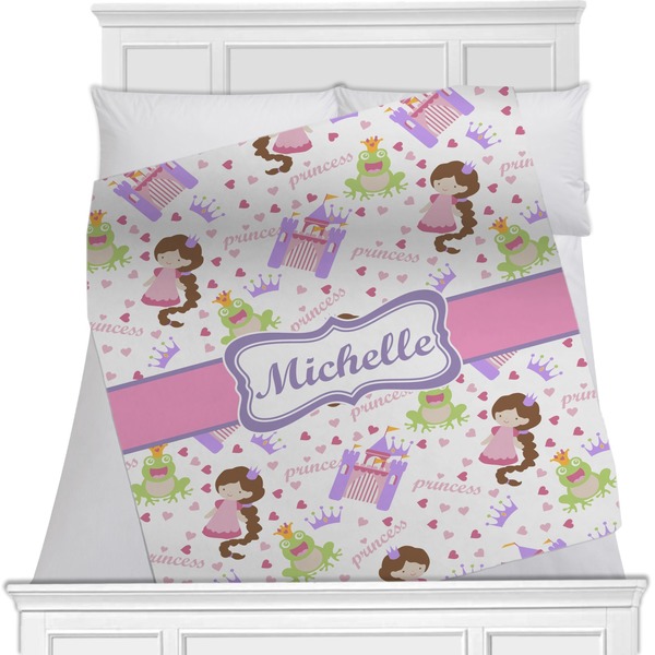 Custom Princess Print Minky Blanket - Toddler / Throw - 60"x50" - Single Sided (Personalized)