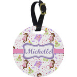 Princess Print Plastic Luggage Tag - Round (Personalized)