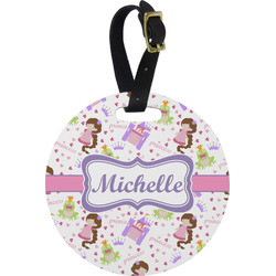 Princess Print Plastic Luggage Tag - Round (Personalized)